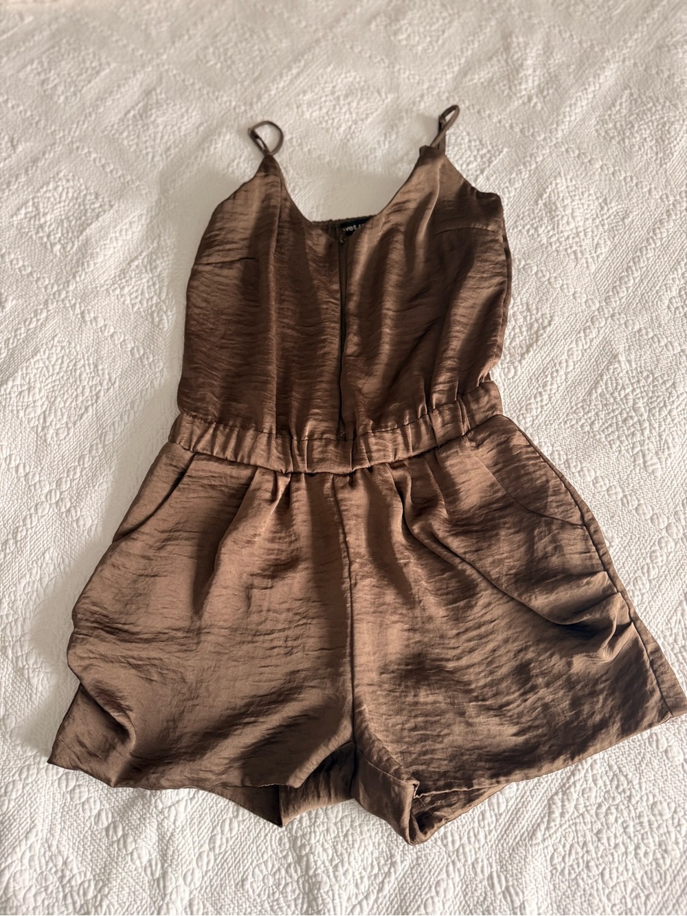 Wet Seal Brown Sleeveless Zip-Front Romper